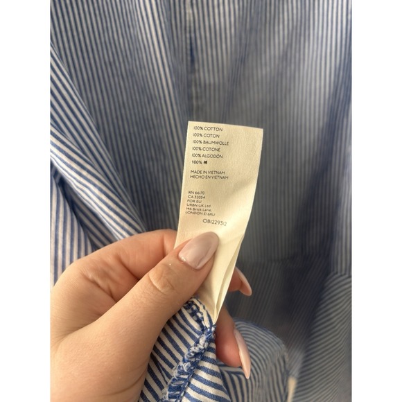 Free People All For You Striped Shirt Dress Blue Size Large Tunic Preppy Cotton - Picture 11 of 11